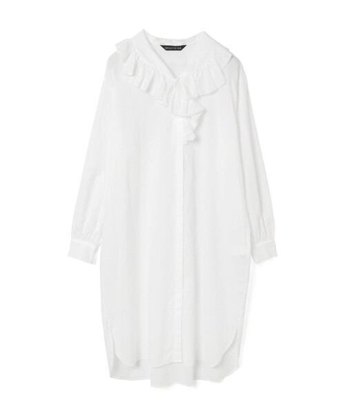 25SS ミズイロインド　フリルカラーシャツワンピース　極美品　オフホワイト mizuiroind（ミズイロインド） ワンピース フリルカラーシャツ