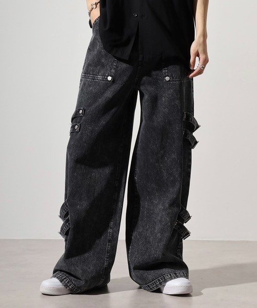 RE730 ワイドパンツ スマホショルダー ジーンズ 10oz belt design