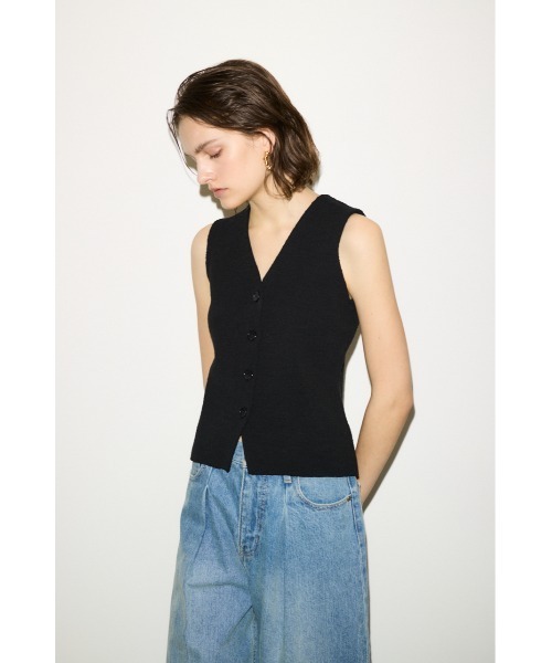 PlanＣプランシーVネック ボタンベストジレネイビー THROW by SLY ベスト ジレ THROW V/N BUTTON VEST Vネック ボタン