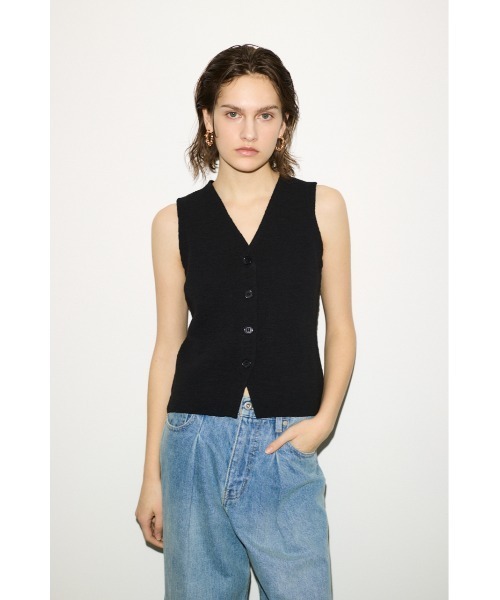 PlanＣプランシーVネック ボタンベストジレネイビー THROW by SLY ベスト ジレ THROW V/N BUTTON VEST Vネック ボタン