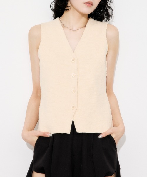 THROW by SLY ベスト ジレ THROW V/N BUTTON VEST Vネック ボタン