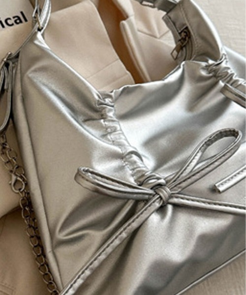未使用品 kate spade 2way ショルダーバッグ リボン ギャザー LACーVERT ショルダーバッグ バッグ 2WAYリボンギャザーショルダー