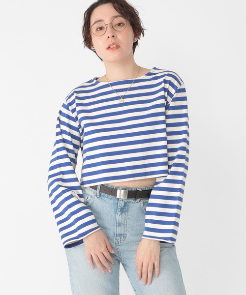 ボーダーショート丈TOPS❤使える❤ studio CLIP（スタディオクリップ） tシャツ 「daily CLIP」ショート丈