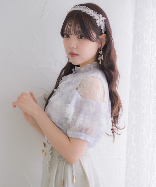 ROJITA ブラウス シャツ ラッフル花柄ブラウス レディース