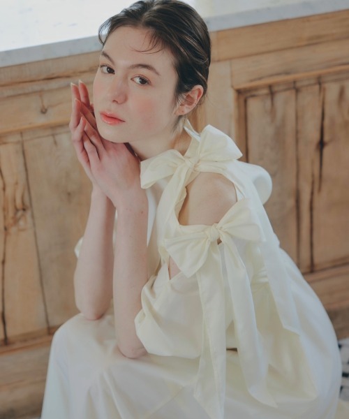 NOTRE emor（ノートルエモア） ワンピース point ribbon shirt dress