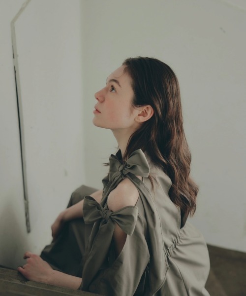 NOTRE emor（ノートルエモア） ワンピース point ribbon shirt dress