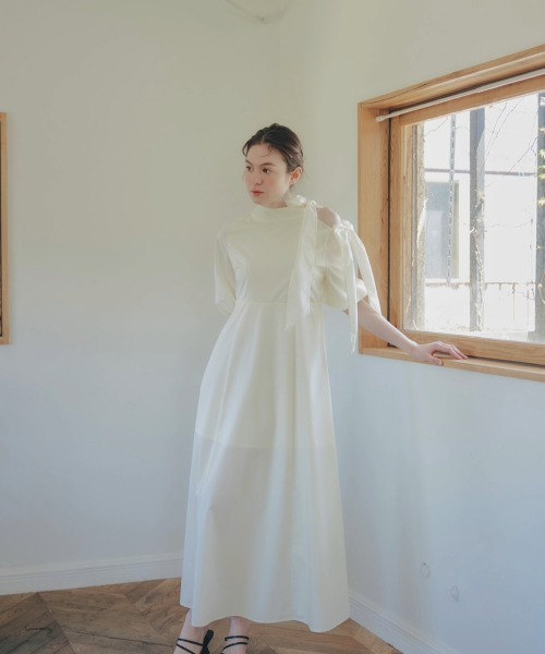 NOTRE emor（ノートルエモア） ワンピース point ribbon shirt dress