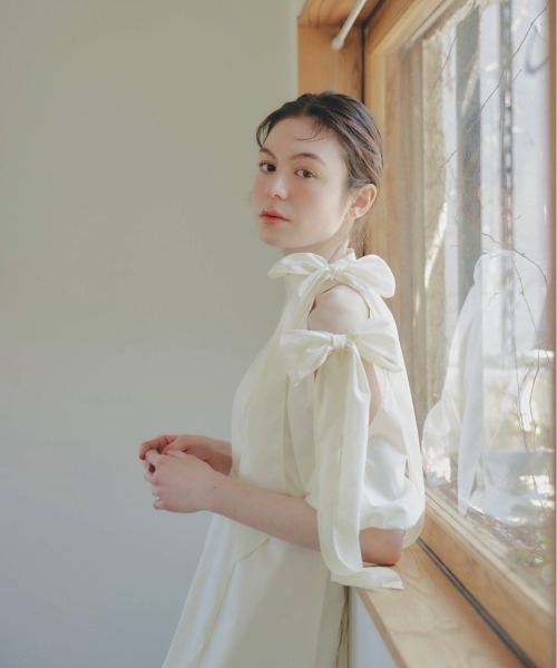 NOTRE emor（ノートルエモア） ワンピース point ribbon shirt dress