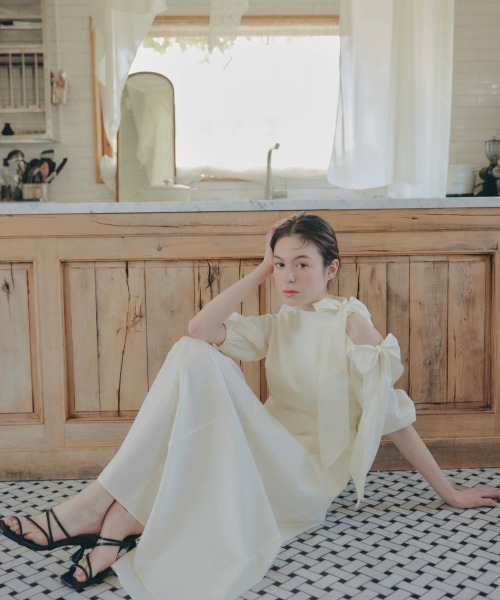 NOTRE emor（ノートルエモア） ワンピース point ribbon shirt dress