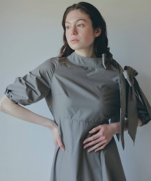 NOTRE emor（ノートルエモア） ワンピース point ribbon shirt dress