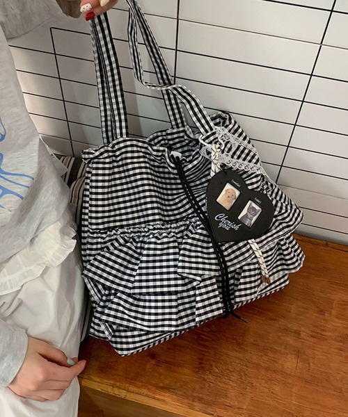 aimoha（アイモハ） ショルダーバッグ バッグ ギンガムチェック×フリル
