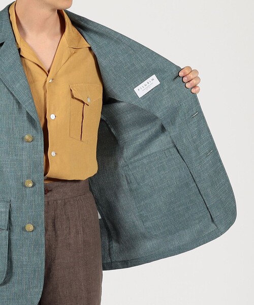 ブルゾン アウター バンブーシルクコットン サファリジャケット HAVANA DORMEUIL メンズの画像