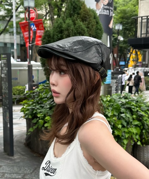 Ray Cassin（レイカズン） 帽子 ベレー帽 レザーハンチング レディース
