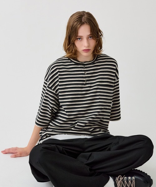 supreme ボーダー　ヘンリーネック WETTEMPT tシャツ HENLEY NECK MULTI BORDER TEE / ヘンリー