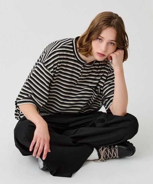 supreme ボーダー　ヘンリーネック Supreme 'Printed Stripe Twill Henley'ヘンリーネックシャツ