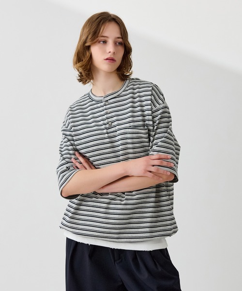 supreme ボーダー　ヘンリーネック Supreme 'Printed Stripe Twill Henley'ヘンリーネックシャツ