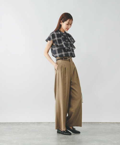 GLOBAL WORK（グローバルワーク） ブラウス シャツ チェックフリル