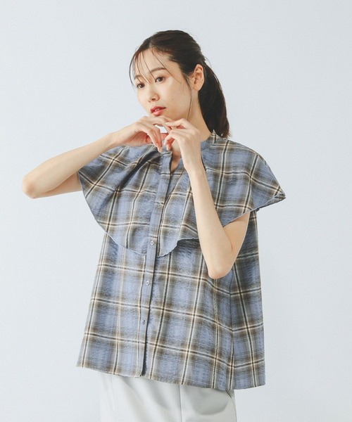 GLOBAL WORK（グローバルワーク） ブラウス シャツ チェックフリル