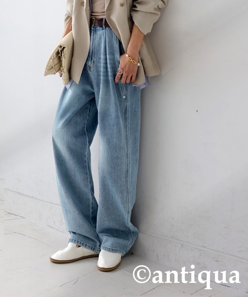 [antiqua] [patterntorso] обработка Denim брюки MEDIUM оттенок голубого прочее 2 женский 