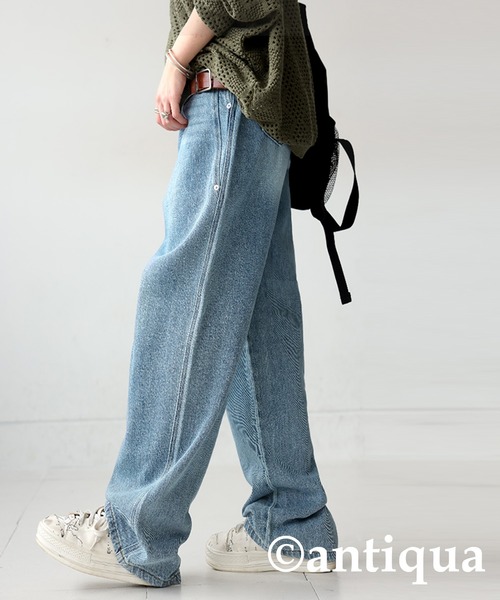 [antiqua] [patterntorso] обработка Denim брюки MEDIUM оттенок голубого прочее 2 женский 
