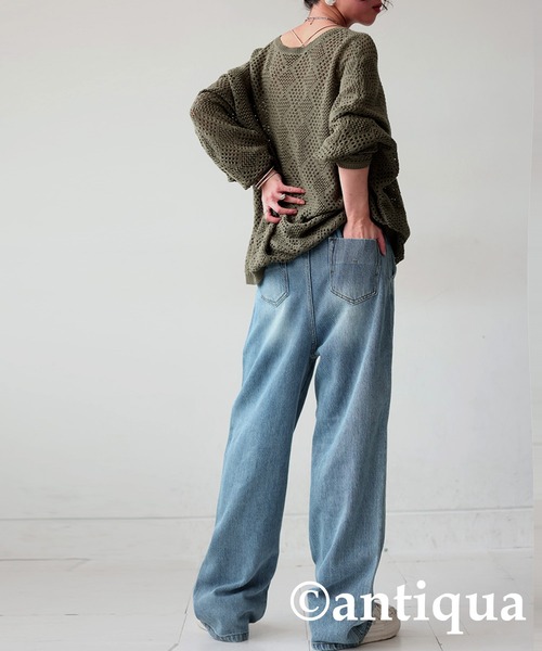 [antiqua] [patterntorso] обработка Denim брюки MEDIUM оттенок голубого прочее 2 женский 