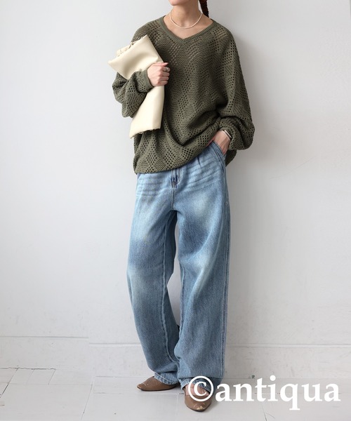 [antiqua] [patterntorso] обработка Denim брюки MEDIUM оттенок голубого прочее 2 женский 