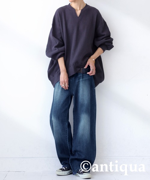 [antiqua] [patterntorso] обработка Denim брюки MEDIUM оттенок голубого прочее 2 женский 
