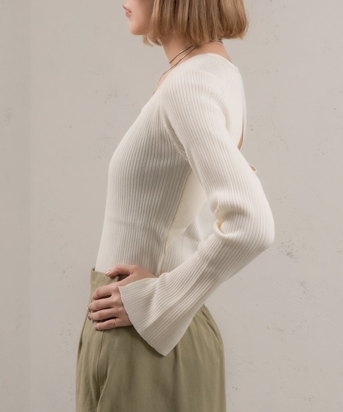 「Ezick」 長袖ニット FREE オフホワイト レディース_画像5