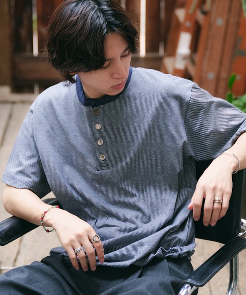 Adoon plain ヘンリーネック tシャツ ASSORTED HENRY NECK DRAWCORD T