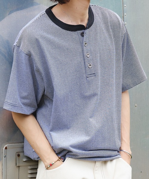 Adoon plain ヘンリーネック tシャツ ASSORTED HENRY NECK DRAWCORD T