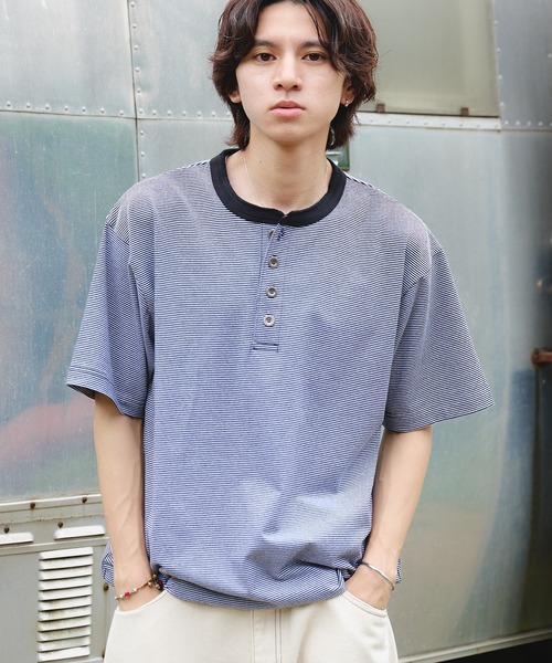 Adoon plain ヘンリーネック tシャツ ASSORTED HENRY NECK DRAWCORD T