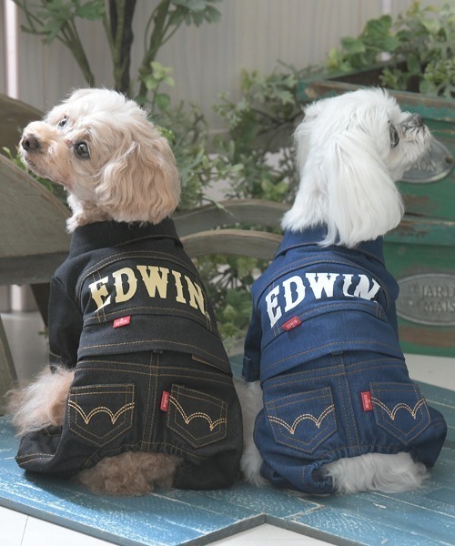 ④犬用 服(2L)ネイビー　新品　未使用　タグ付き　EDWIN（エドウイン） EDWIN（エドウィン） 犬 服 EDWIN/デニムライクセットアップ