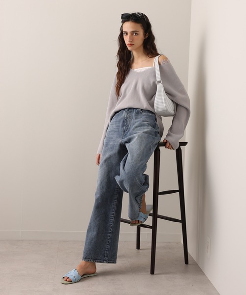 「one after another NICE CLAUP」 加工デニムパンツ LARGE ブルー レディース