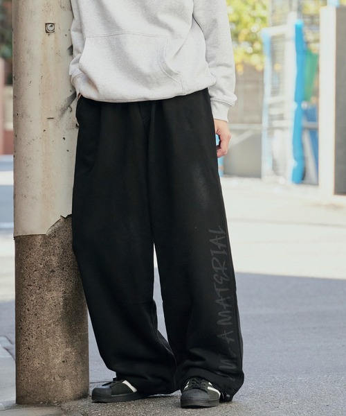 Theater code ワイドパンツ スウェットパンツ ジャージ Distressed