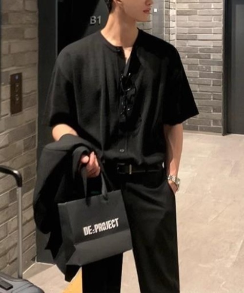 「CREARE -LINO-」 半袖ニット MEDIUM ブラック メンズ_画像3