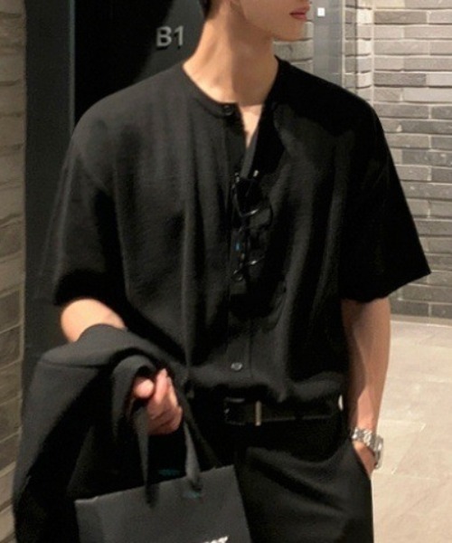 「CREARE -LINO-」 半袖ニット MEDIUM ブラック メンズ_画像5