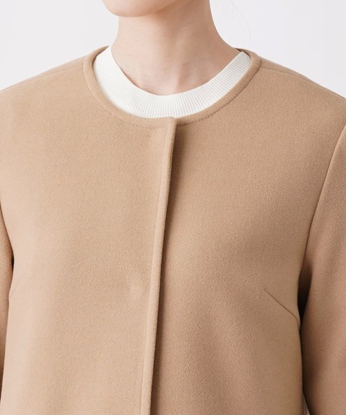 「en recre」 ノーカラーコート 2 ライトブラウン レディース_画像8