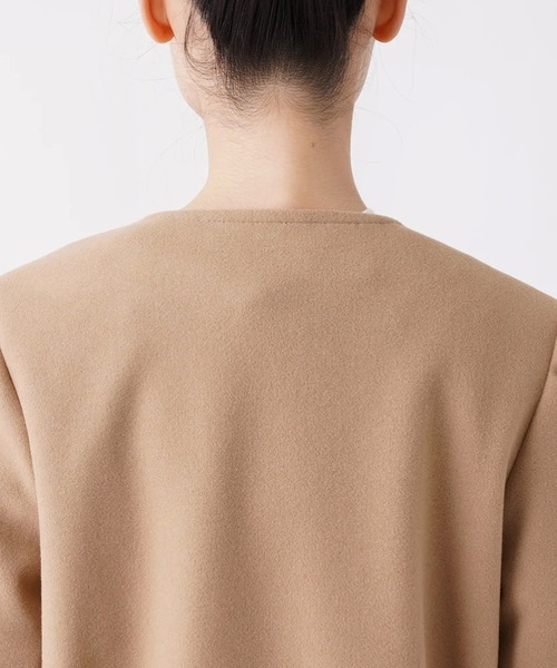 「en recre」 ノーカラーコート 2 ライトブラウン レディース_画像9