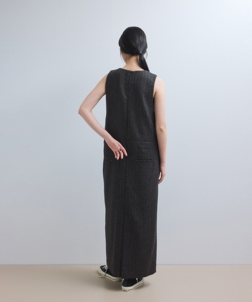 【WEB限定】ストレートセミツイードワンピース チャコールグレー セール】【WEB限定】ストレートセミツイードワンピース（ワンピース