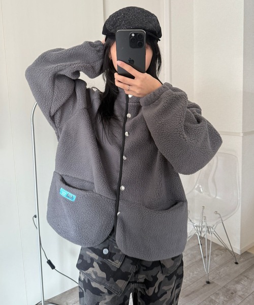 Nu ジャケット ノーカラージャケット 「Nu」ボアフリースジャケット