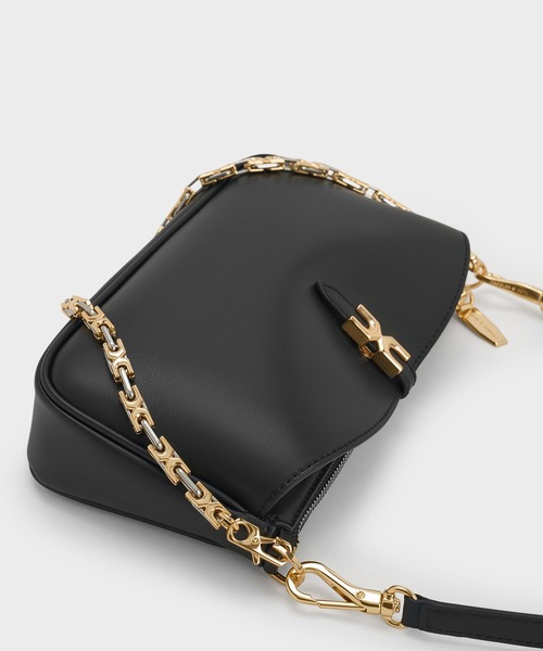 早い者勝ち CHARLES & KEITH Adalyn アダリン バッグ Adalyn アダリン メタリックバックル チェーンストラップ トップ