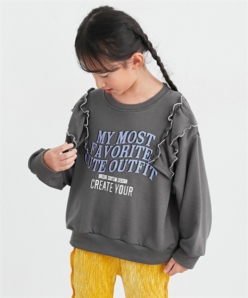トレーナー フリル付き配色スウェットトレーナー キッズ 子供服 女の子