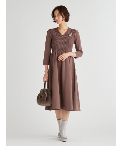 「CELFORD」 7分袖ワンピース 38 ブラック レディース_画像6