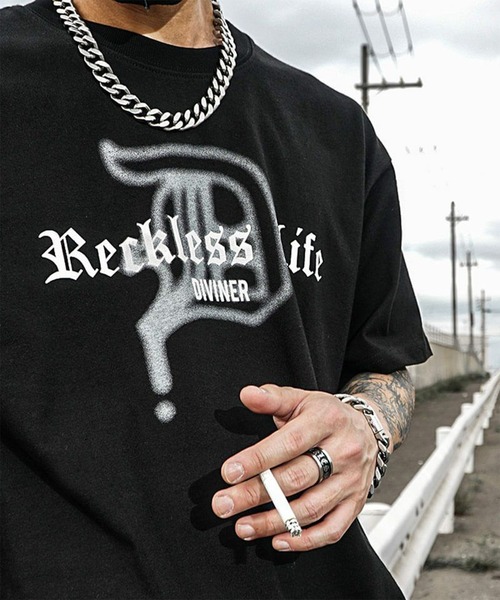 DIVINER（ディバイナー） tシャツ Dropped D Spray TEE（ブラック 