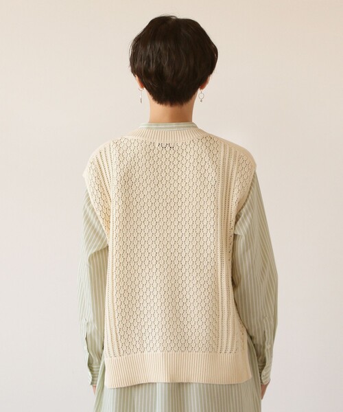 「Afternoon Tea」 ノースリーブニット MEDIUM ネイビー レディース_画像2