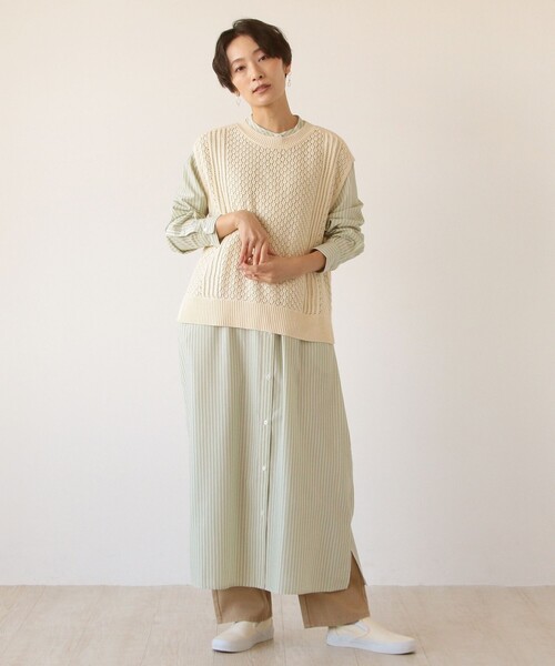 「Afternoon Tea」 ノースリーブニット MEDIUM ネイビー レディース_画像4