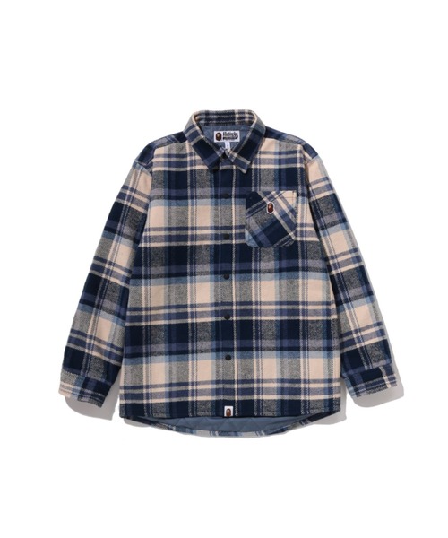 ミリタリージャケット モッズコート BAPE CHECK SHARK HOODIE RELAXED FIT SHIRT JACKETの画像