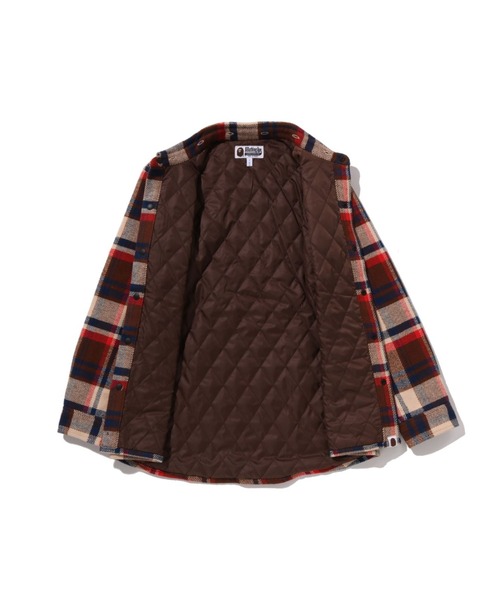 ミリタリージャケット モッズコート BAPE CHECK SHARK HOODIE RELAXED FIT SHIRT JACKETの画像