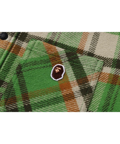 ミリタリージャケット モッズコート BAPE CHECK SHARK HOODIE RELAXED FIT SHIRT JACKETの画像