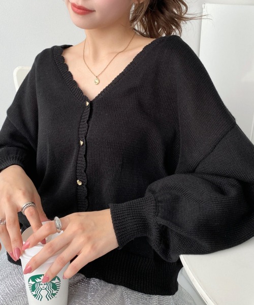 「moment+」 ニットアンサンブル M ネイビー レディース_画像4